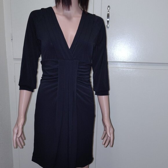Rachael G. Black Summer Dress with 3/4 Sleeves, Size M and L - Picture 2 of 12